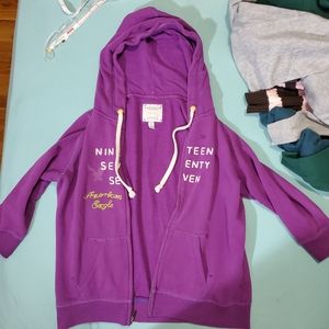 American Eagle 3/4 sleeve zipper hoodie